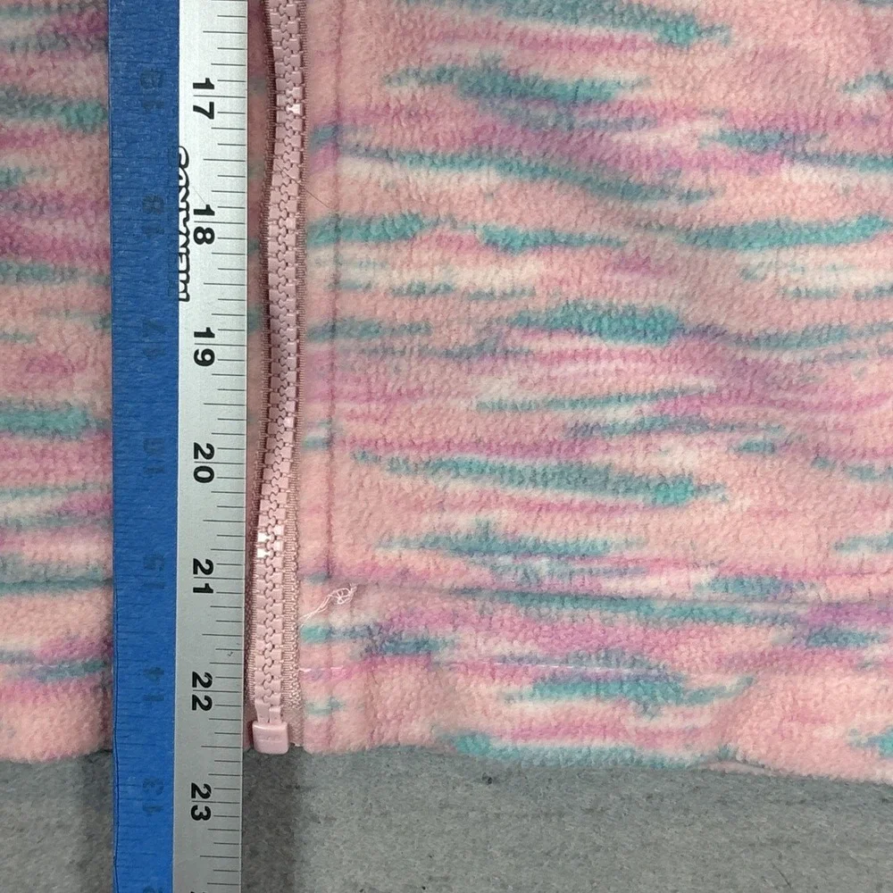 Youth School Eddie Bauer Girls L 14/16 Pink Aqua Space Dye Fleece Jacket Pockets